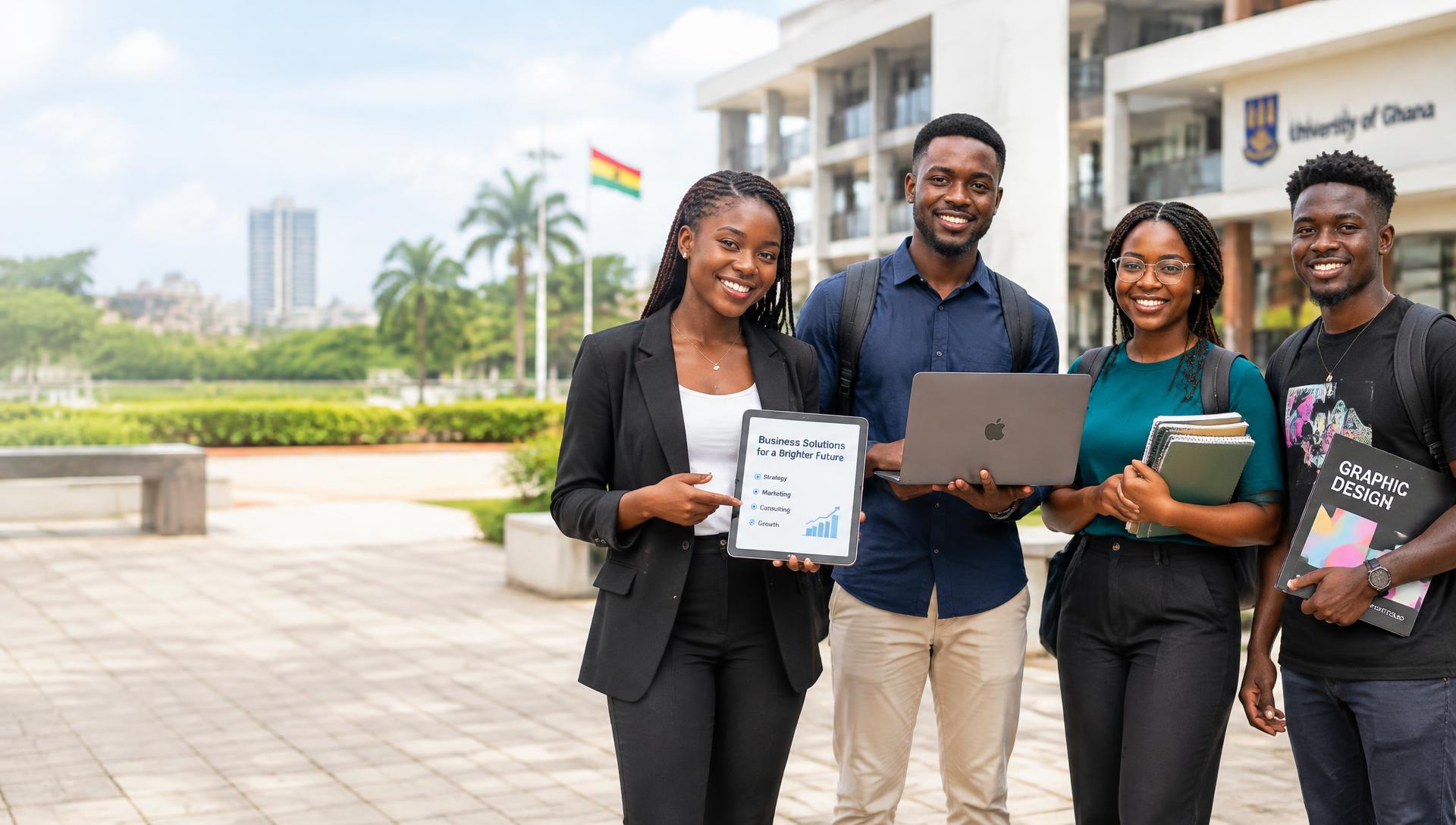 Diverse Ghanaian graduates offering professional skills and services